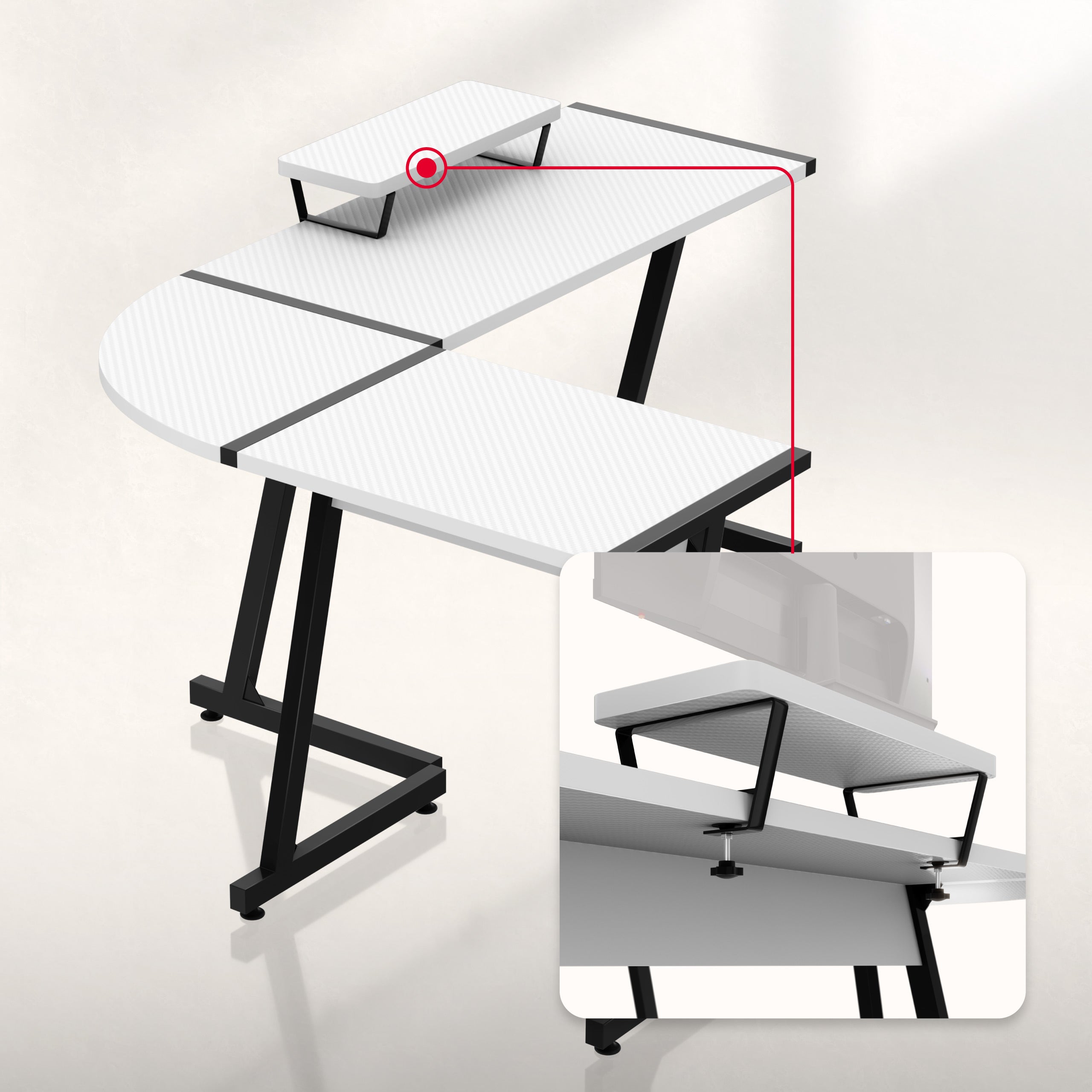 Huzaro Hero 6.0 White hoekgamingbureau, 147 cm