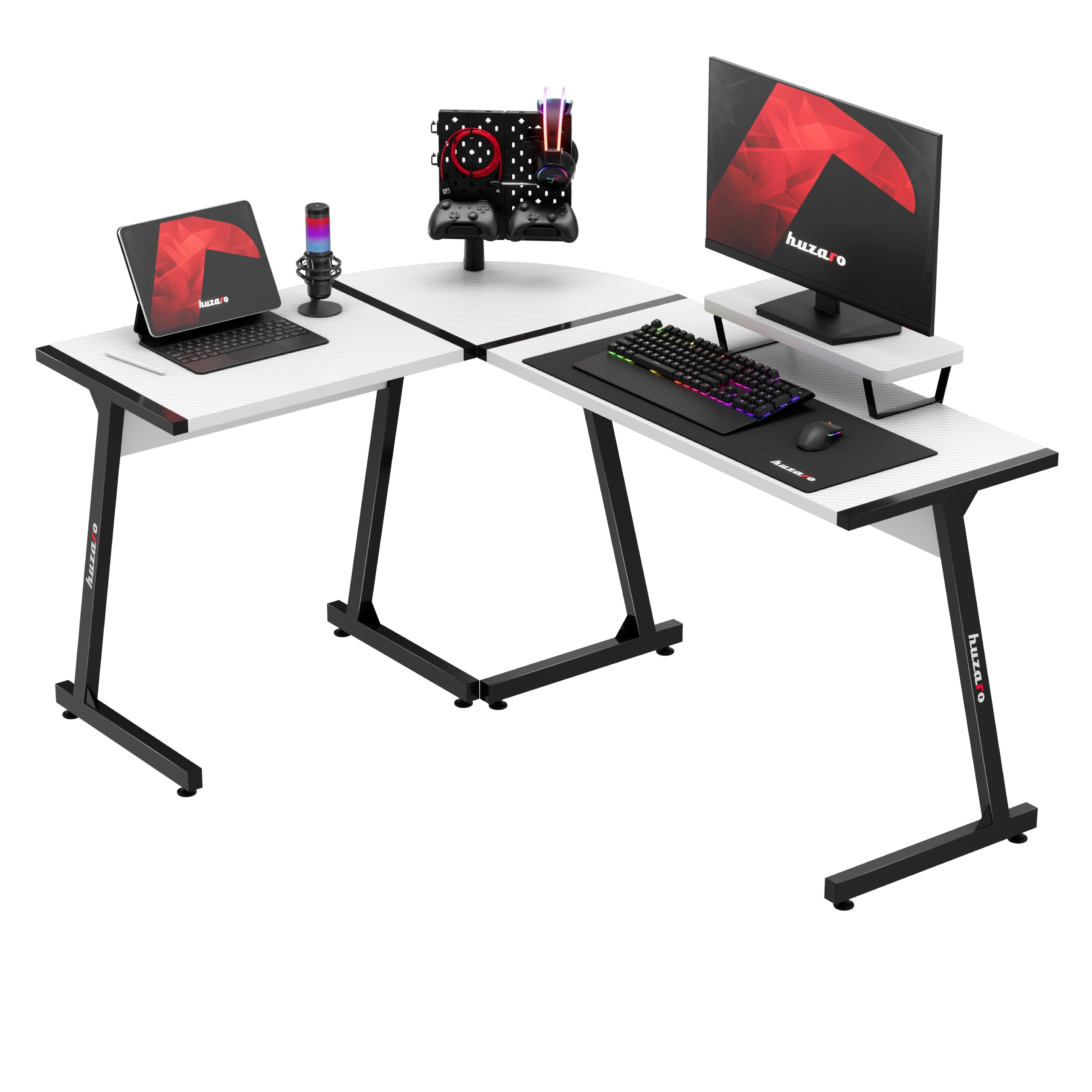 Huzaro Hero 6.0 White hoekgamingbureau, 147 cm