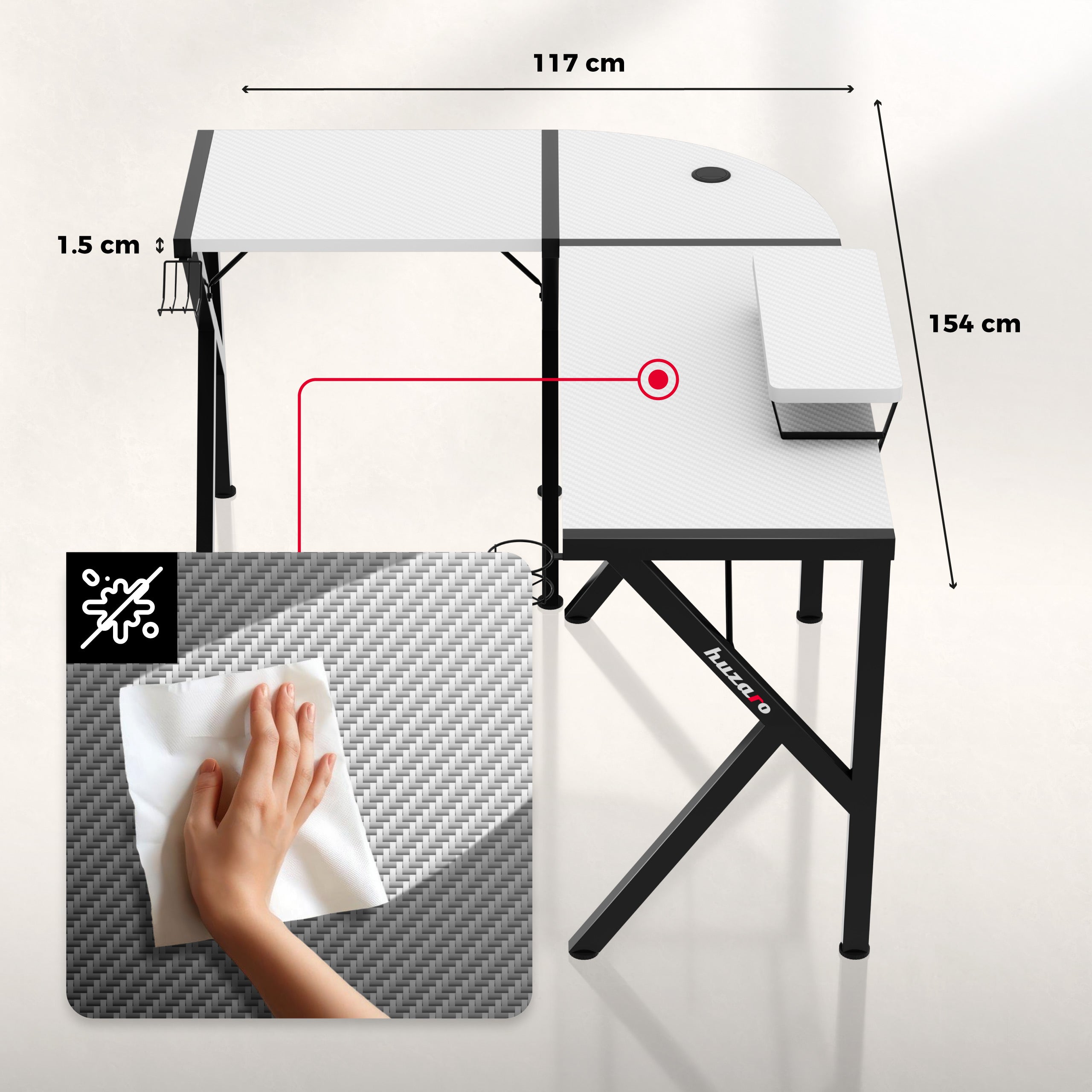 Huzaro Hero 6.3 White 154 cm gaming-hoekbureau