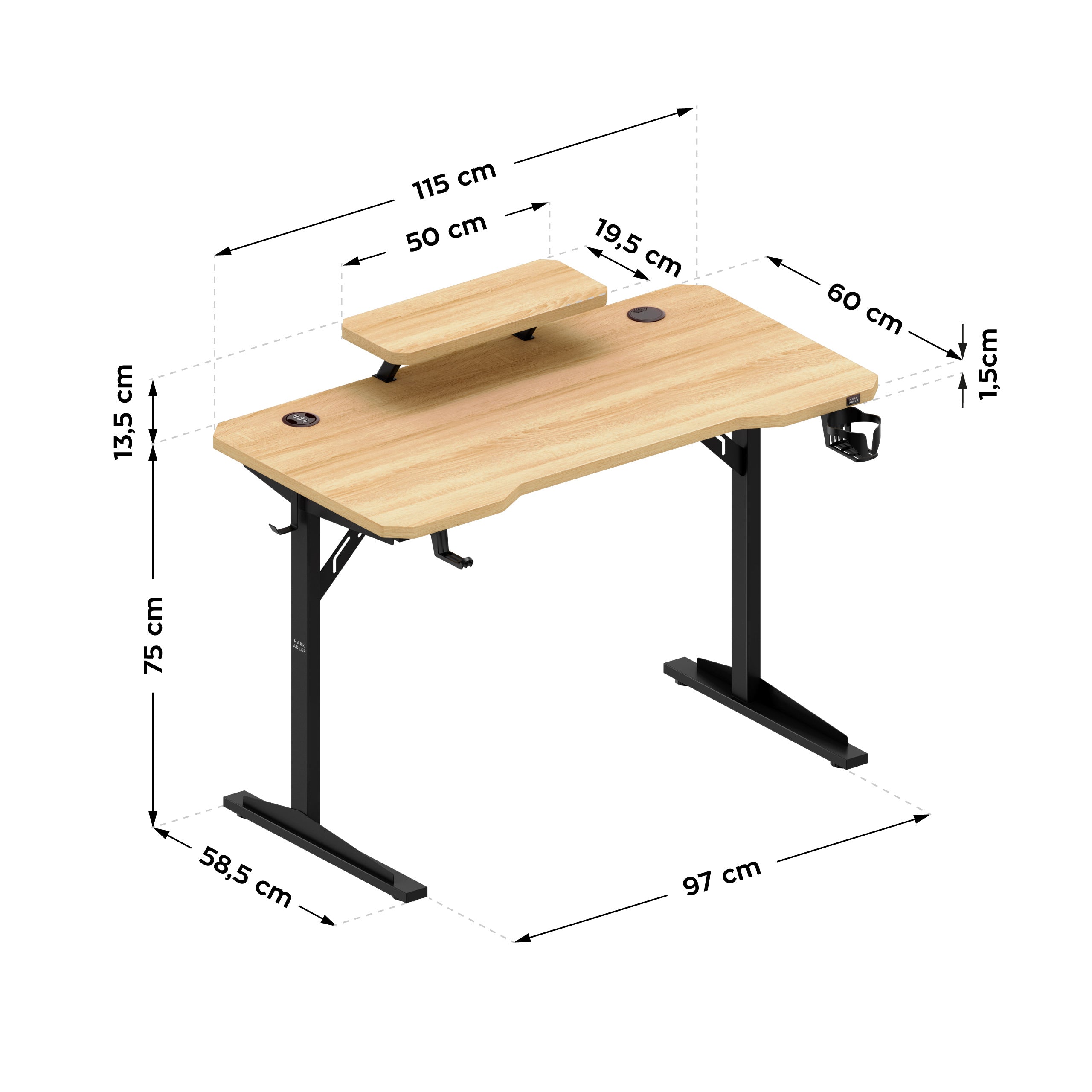 Computerbureau met plank Mark Adler Leader 5.1 Oak 115 cm