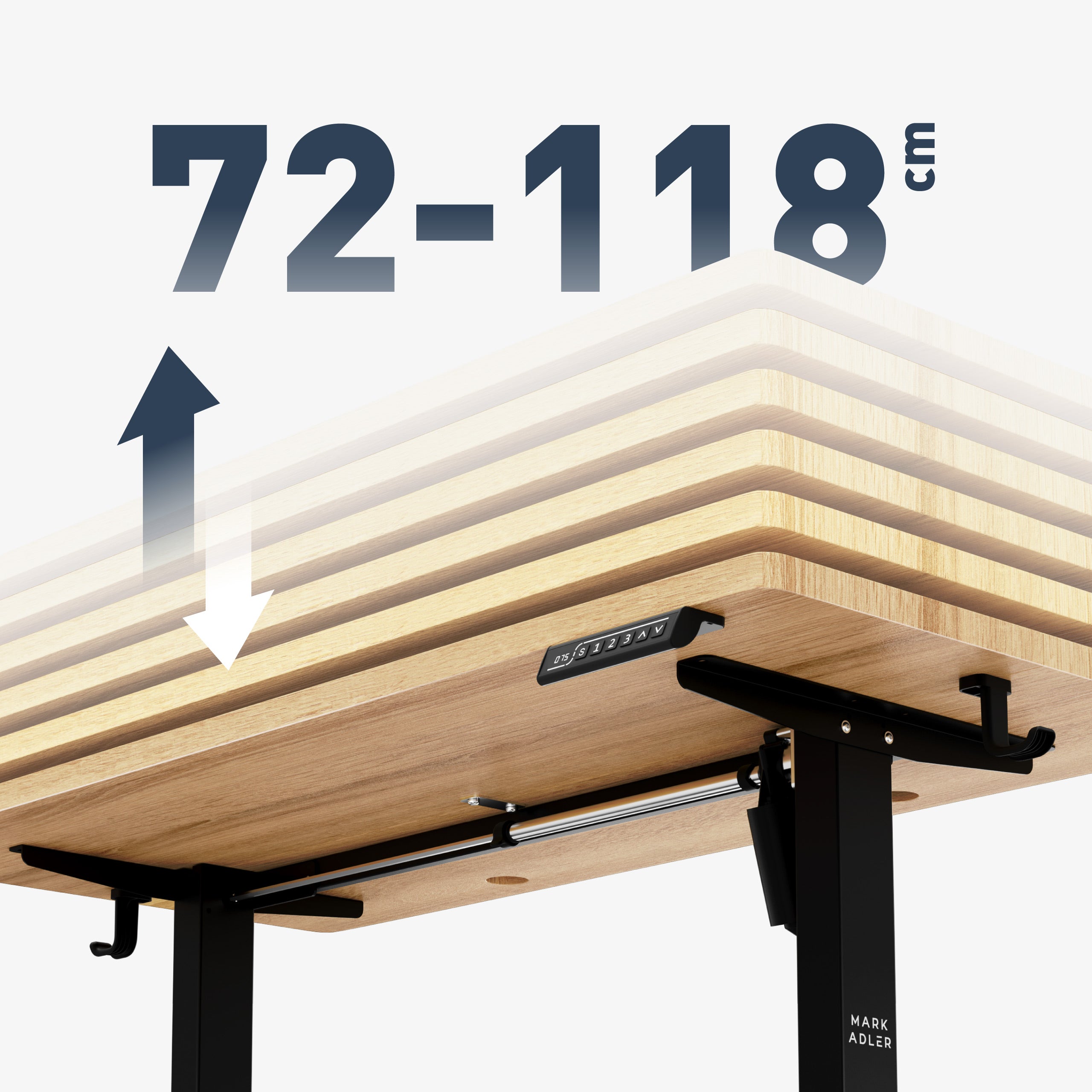Groot verstelbereik in hoogte: 72 – 118 cm