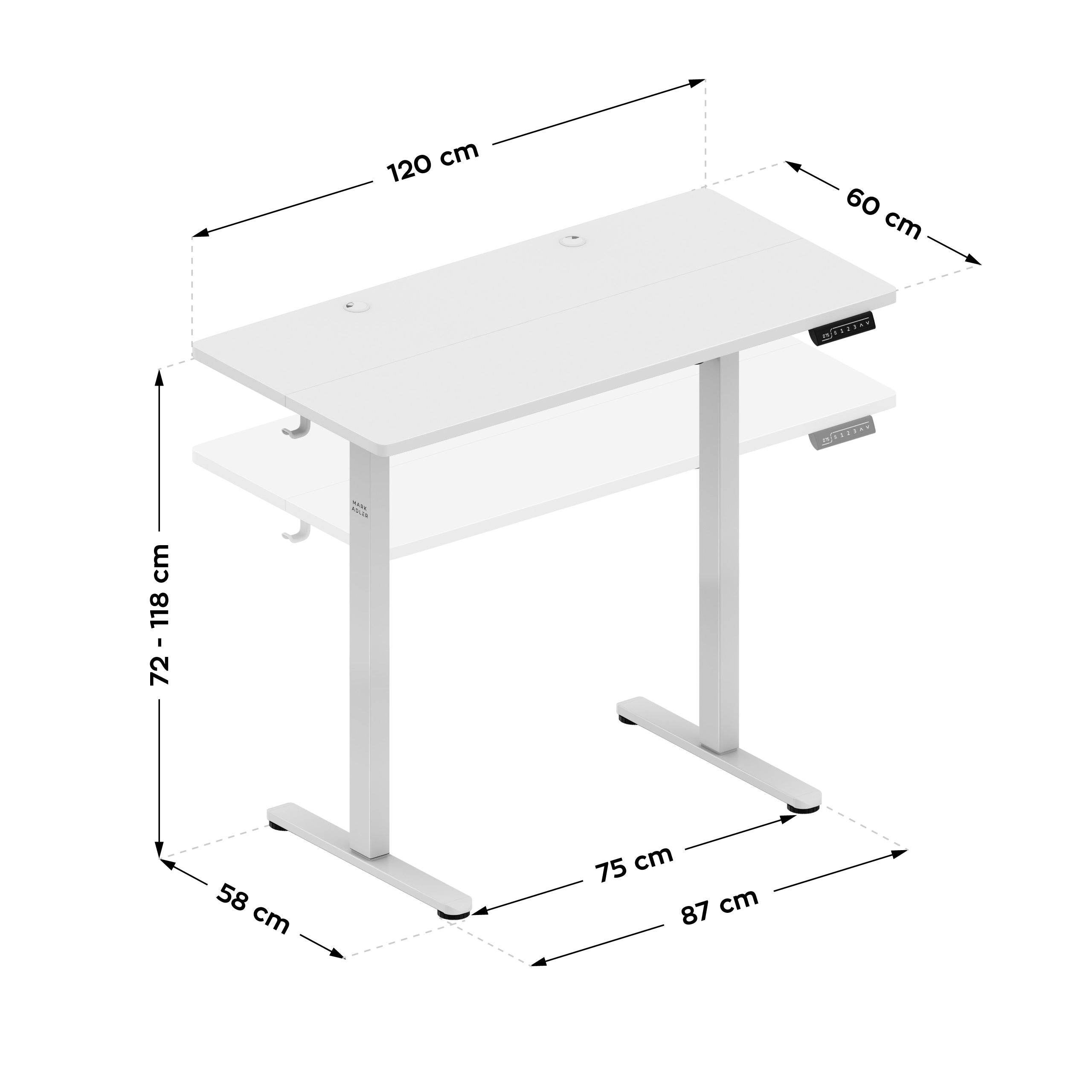 Mark Adler Leader 6.9 White elektrisch verstelbaar bureau, 120 cm