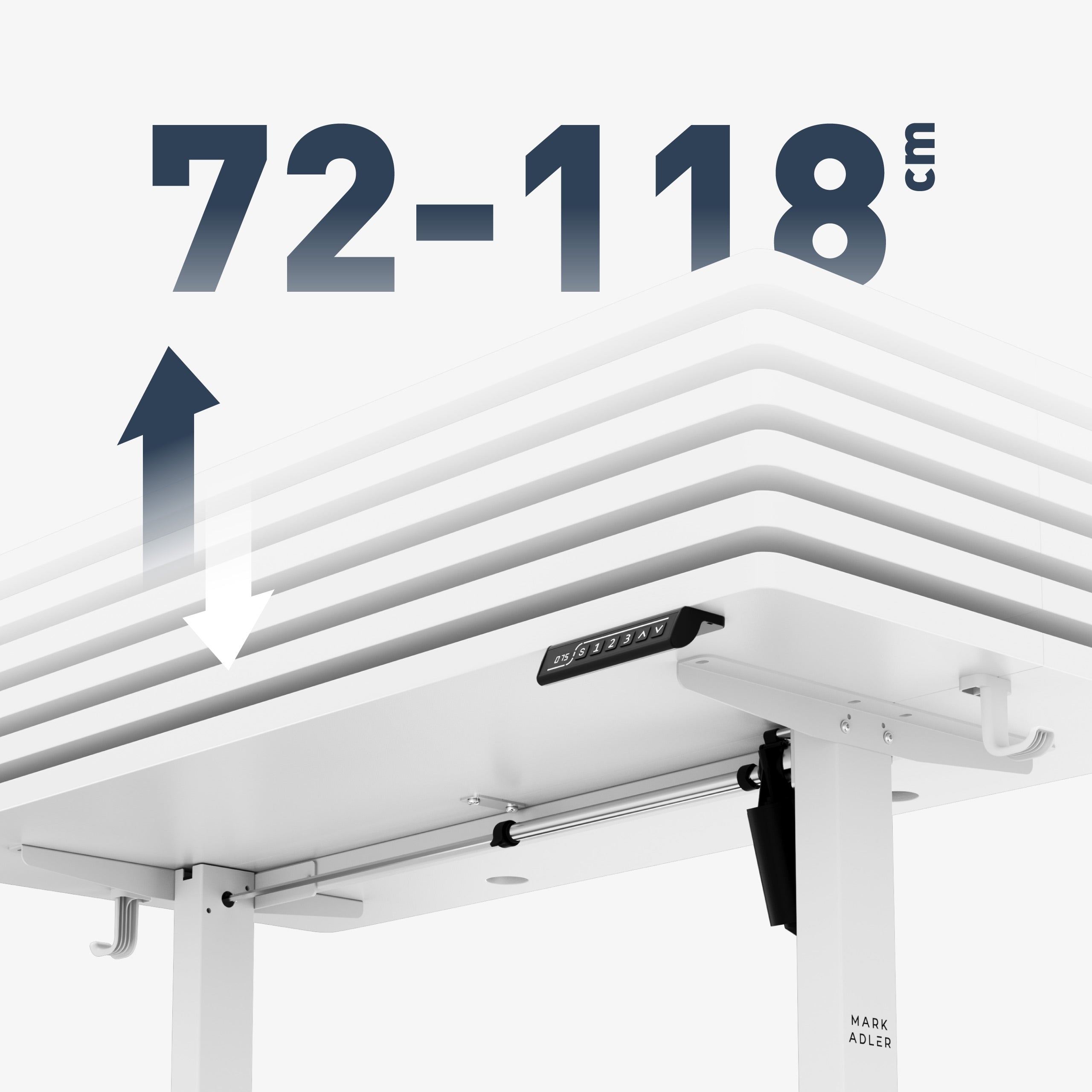 Groot verstelbereik in hoogte: 72 – 118 cm