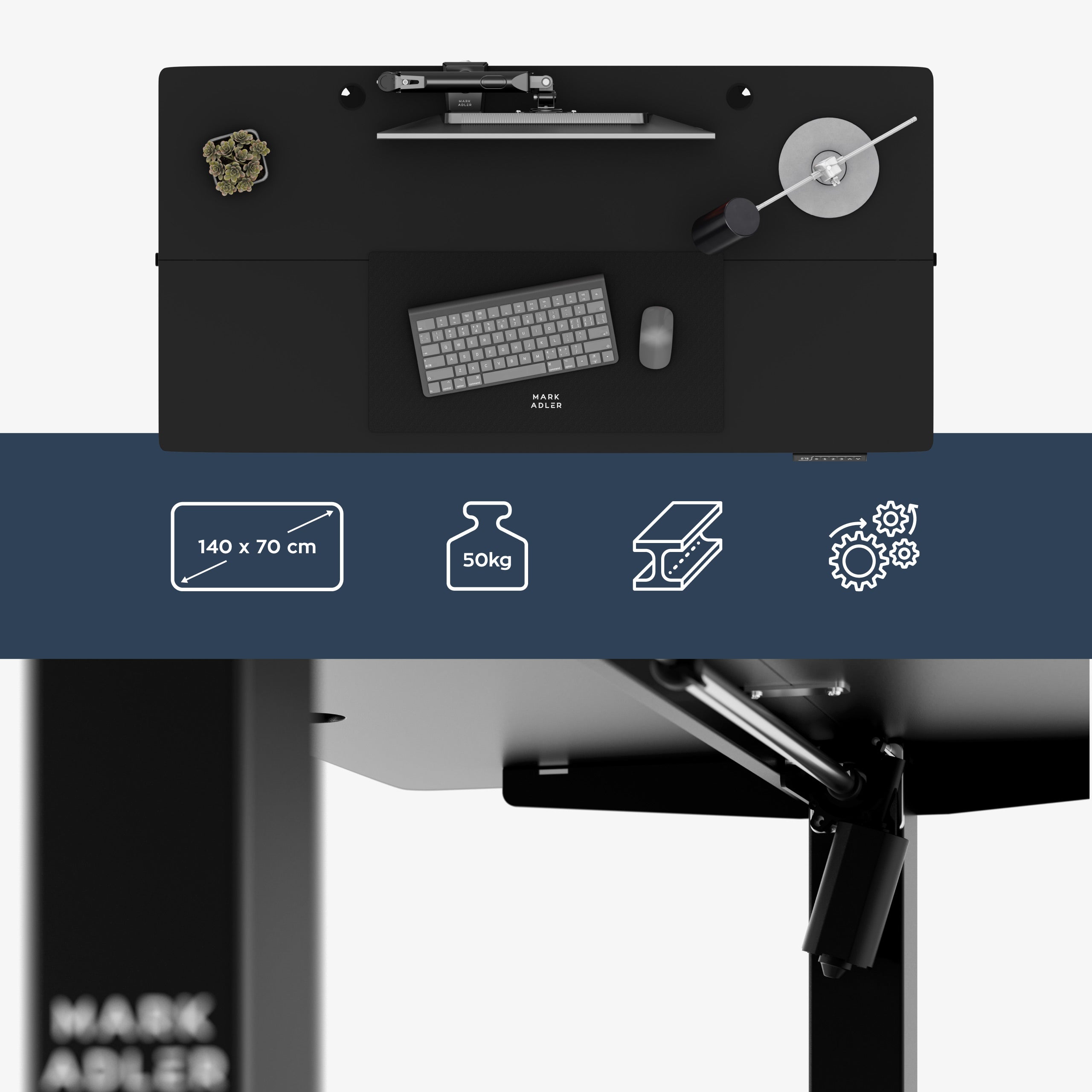 Mark Adler Leader 7.3 Black elektrisch verstelbaar bureau, 140 cm