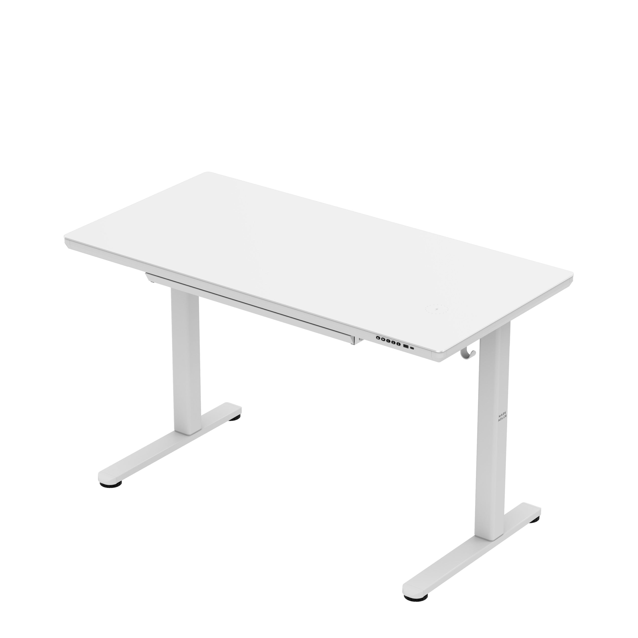 Elektrisch verstelbaar bureau met glazen blad Mark Adler Leader 8.5 White 120 cm
