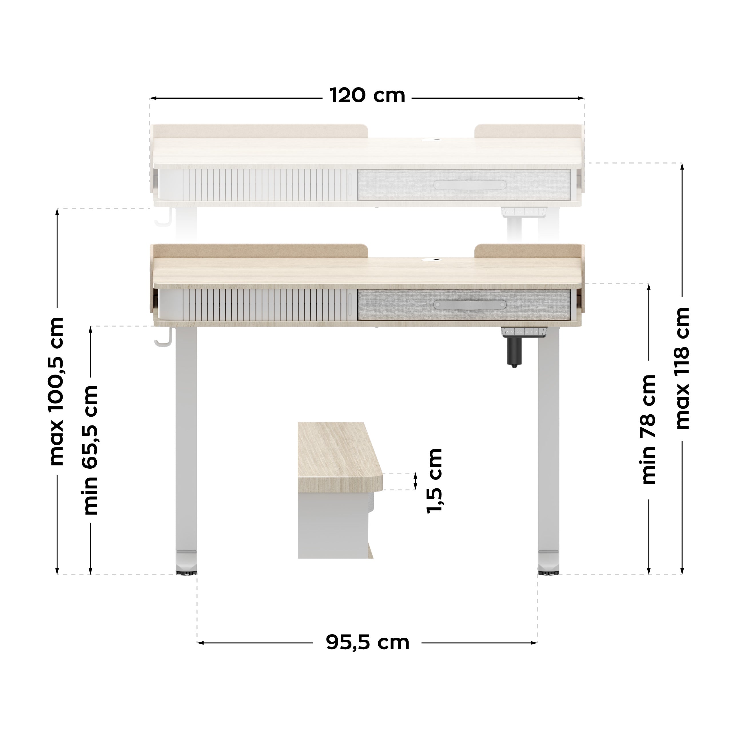 Mark Adler Leader 8.0 White elektrisch verstelbaar bureau, 120 cm
