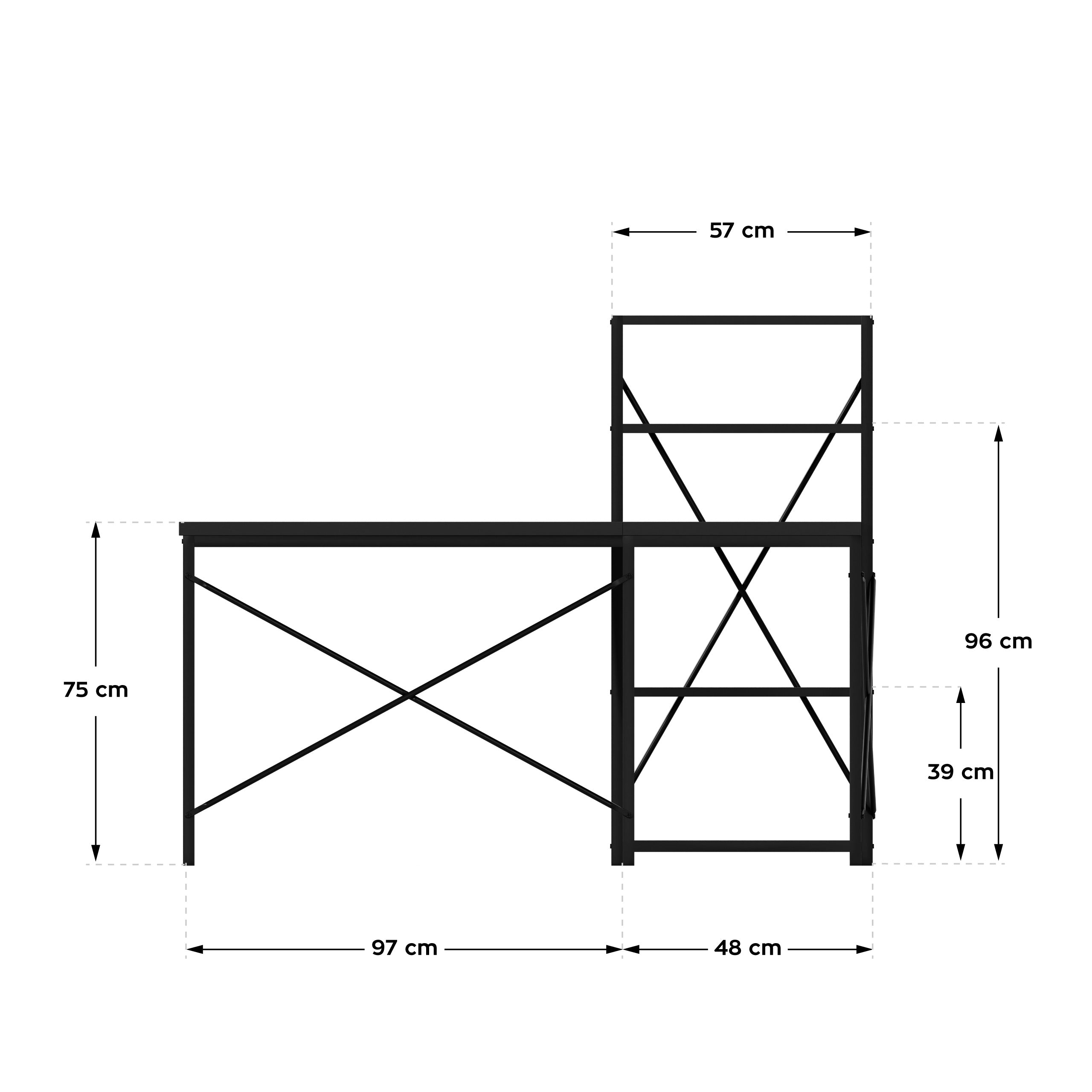 Hoekbureau met planken Mark Adler Leader 5.9 Black 145 cm