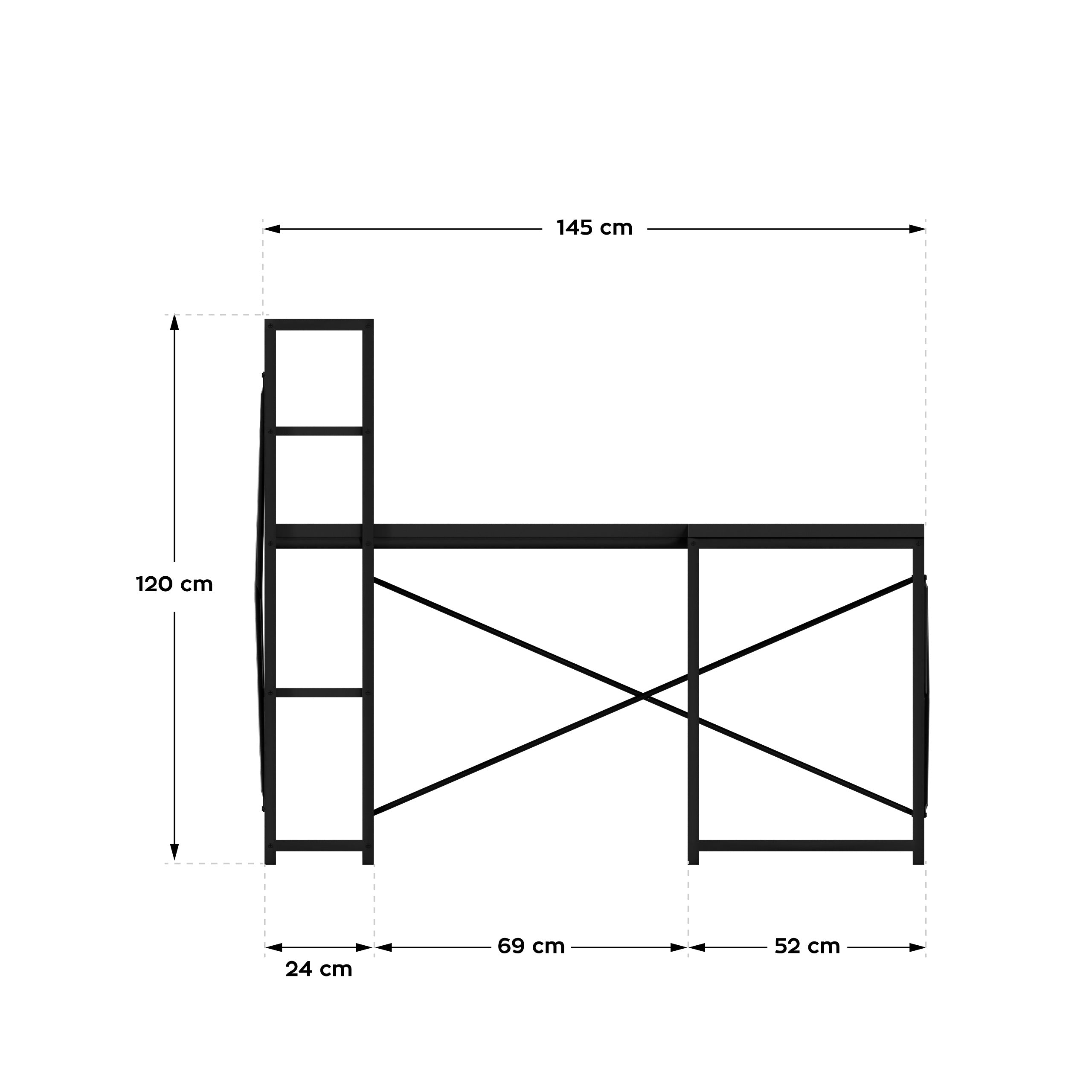 Hoekbureau met planken Mark Adler Leader 5.9 Black 145 cm