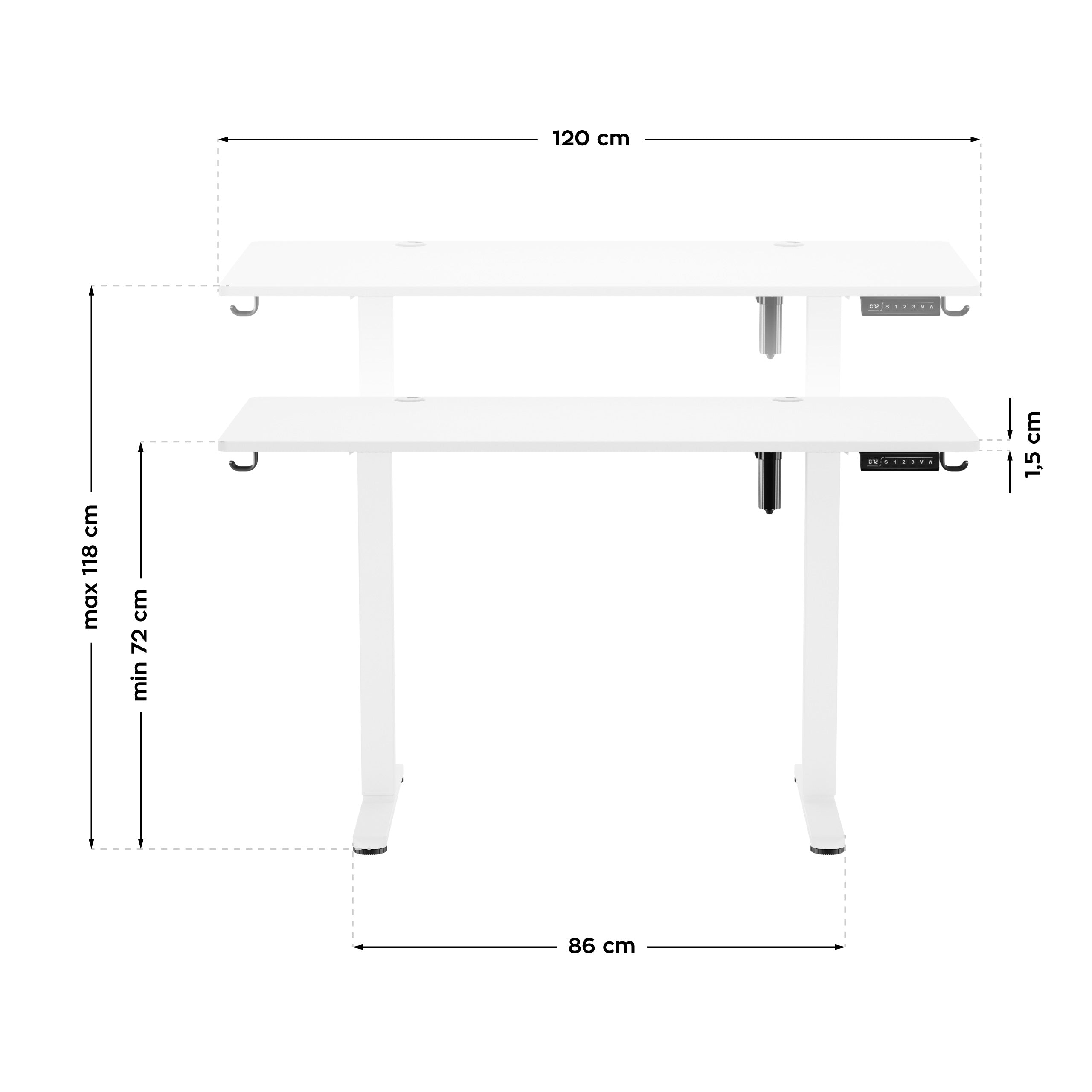 Mark Adler Leader 7.0 White elektrisch verstelbaar bureau, 120 cm