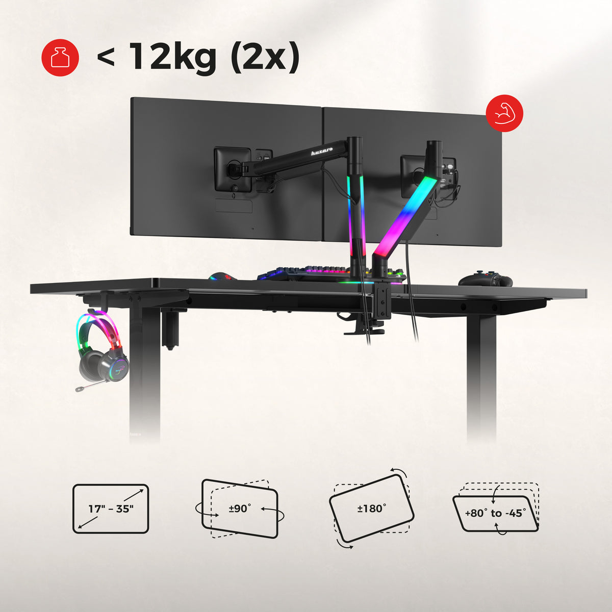 Bureaubeugel voor 2 monitoren Huzaro Motion 2.6 RGB