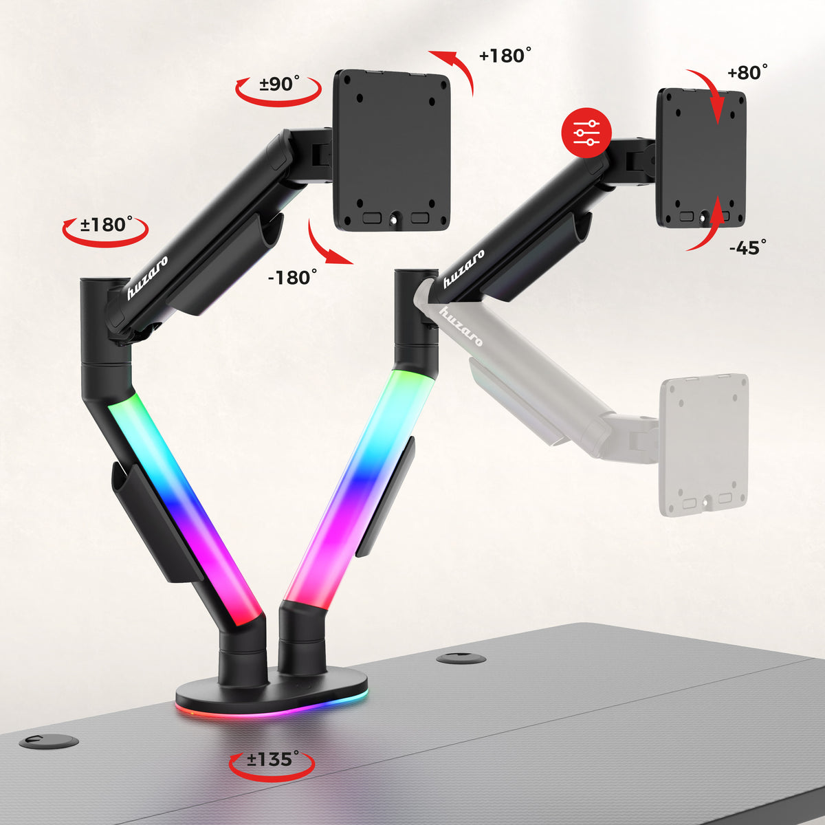 Bureaubeugel voor 2 monitoren Huzaro Motion 2.6 RGB