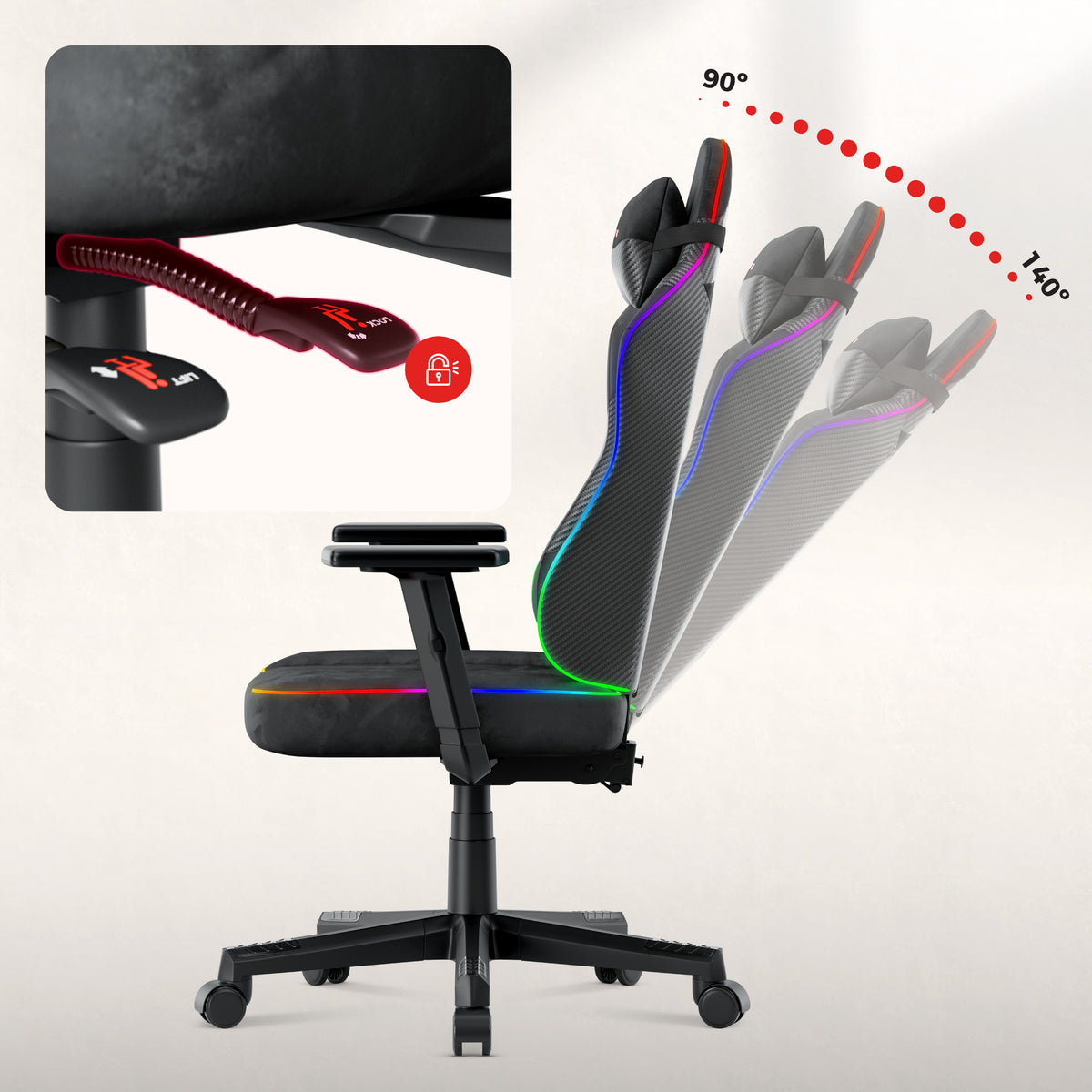 Gamingstoel voor tieners Huzaro Ranger 5.7 RGB BLACK