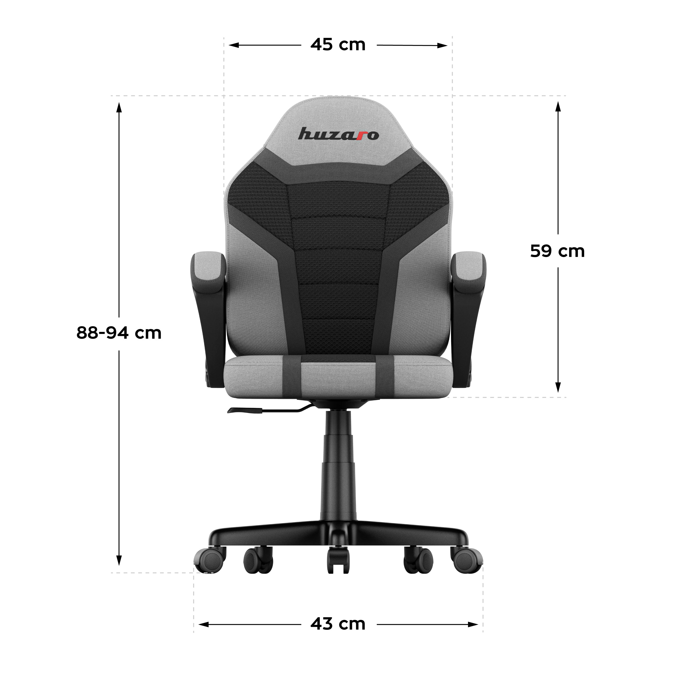 HUZARO RANGER 1.0 Grey Mesh gamingstoel voor kinderen