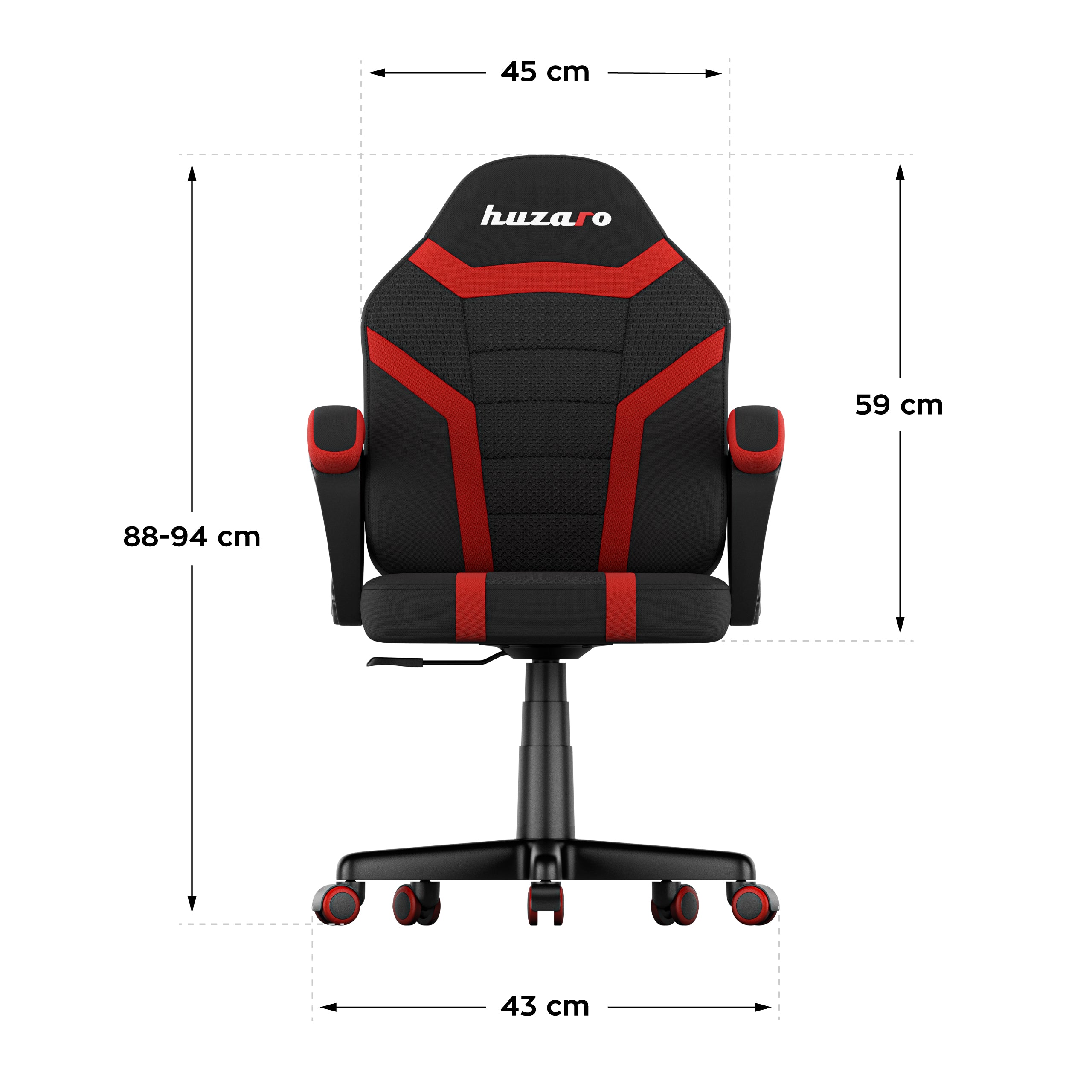 HUZARO RANGER 1.0 Red Mesh gamingstoel voor kinderen