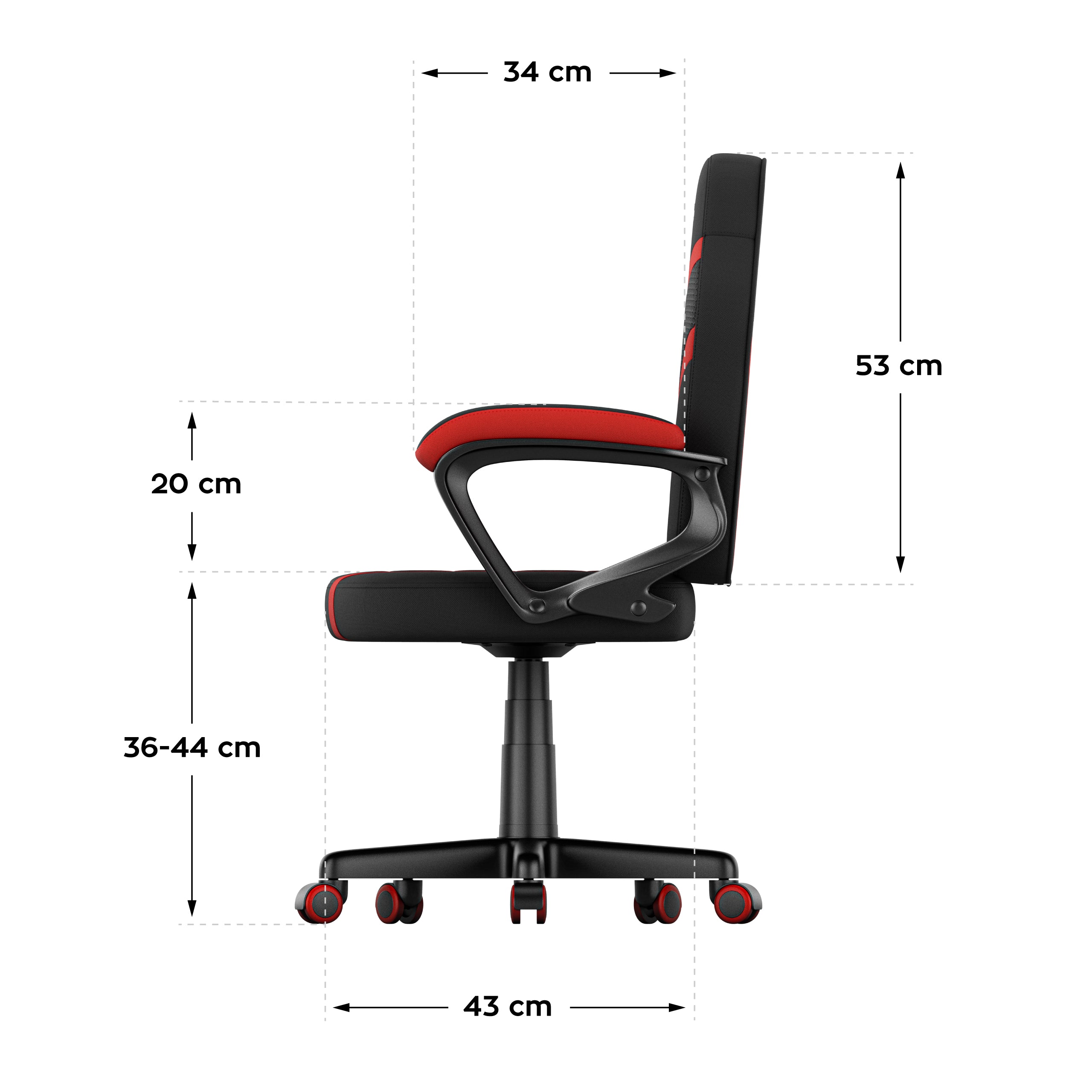 HUZARO RANGER 1.0 Red Mesh gamingstoel voor kinderen