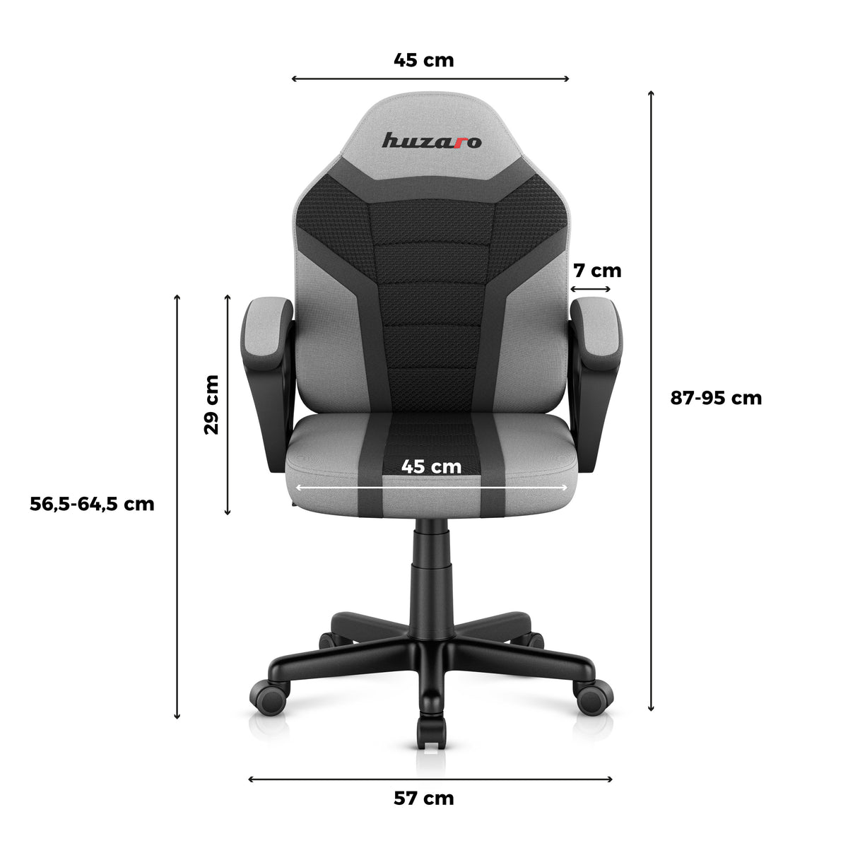 HUZARO RANGER 1.0 Grey Mesh gamingstoel voor kinderen