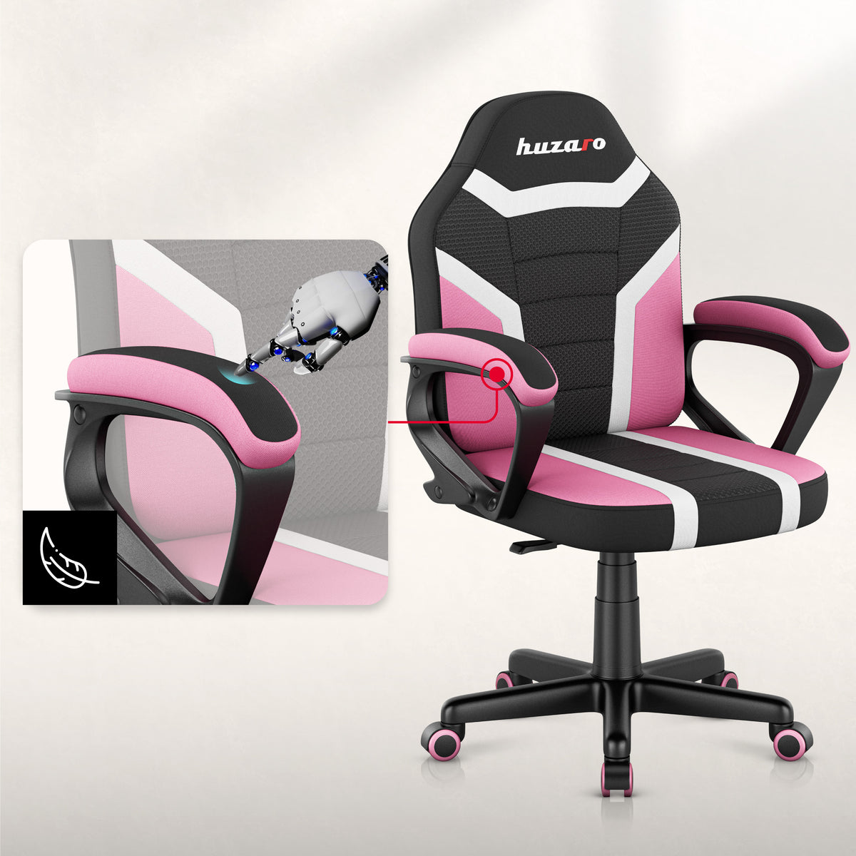 HUZARO RANGER 1.0 Pink Mesh gamingstoel voor kinderen