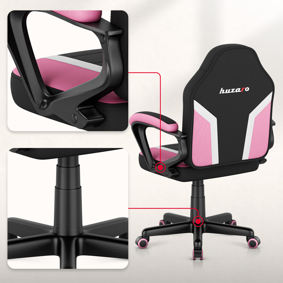 HUZARO RANGER 1.0 Pink Mesh gamingstoel voor kinderen