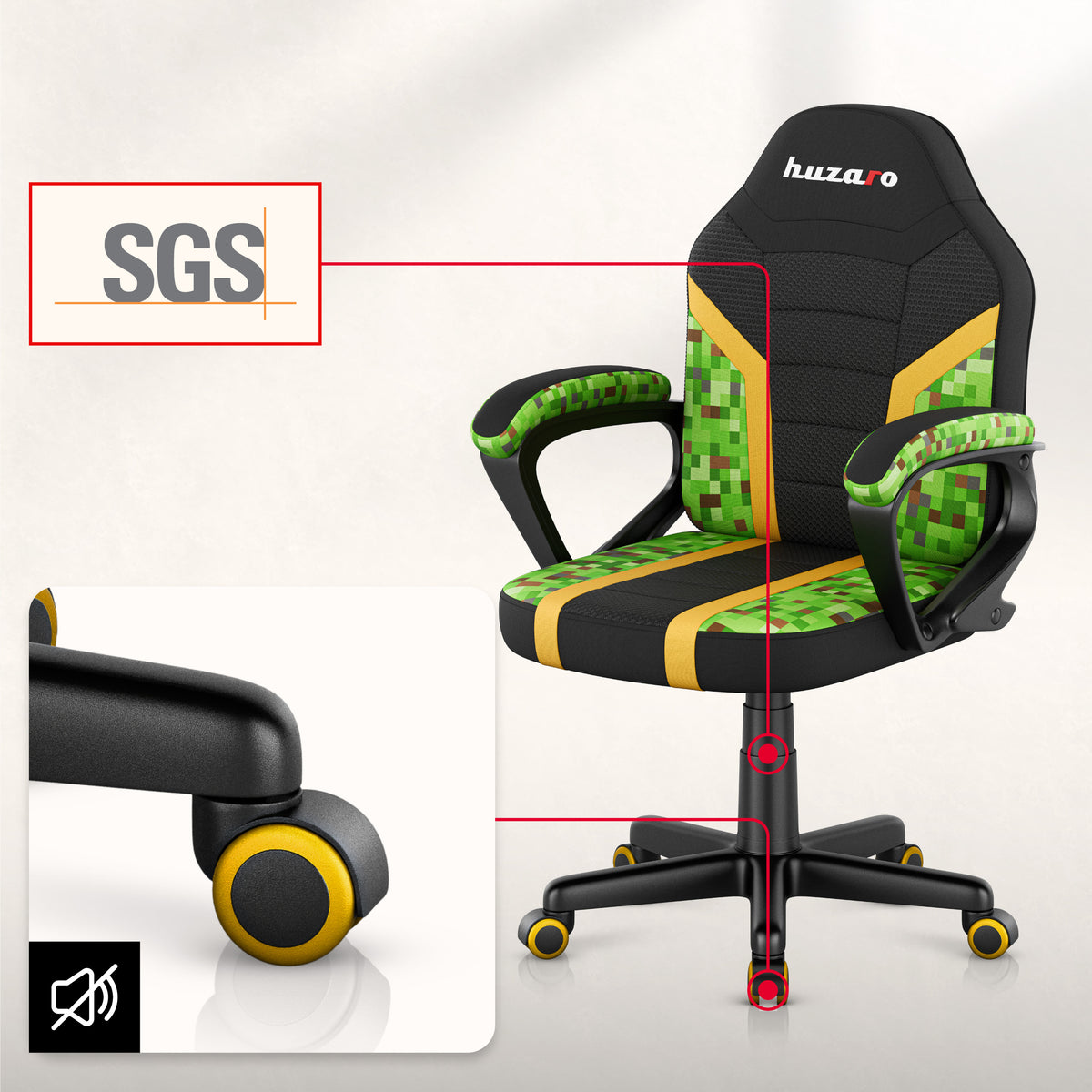 HUZARO RANGER 1.0 Pixel Mesh gamingstoel voor kinderen