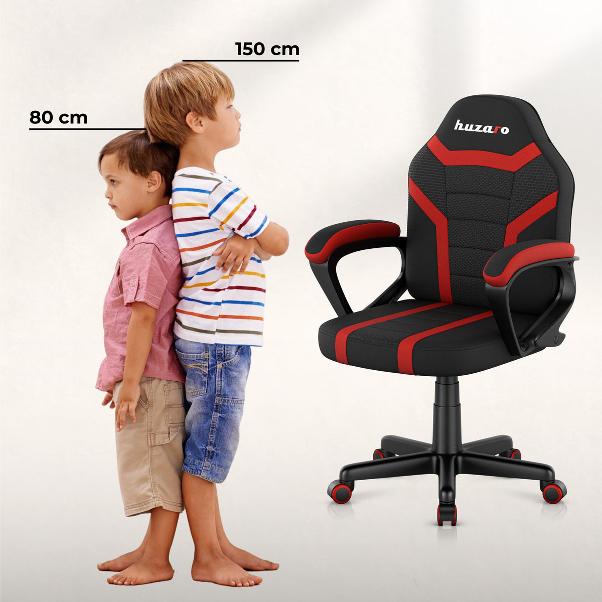 HUZARO RANGER 1.0 Red Mesh gamingstoel voor kinderen