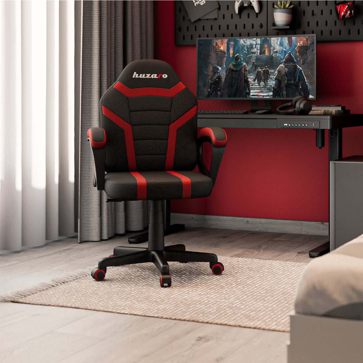 HUZARO RANGER 1.0 Red Mesh gamingstoel voor kinderen