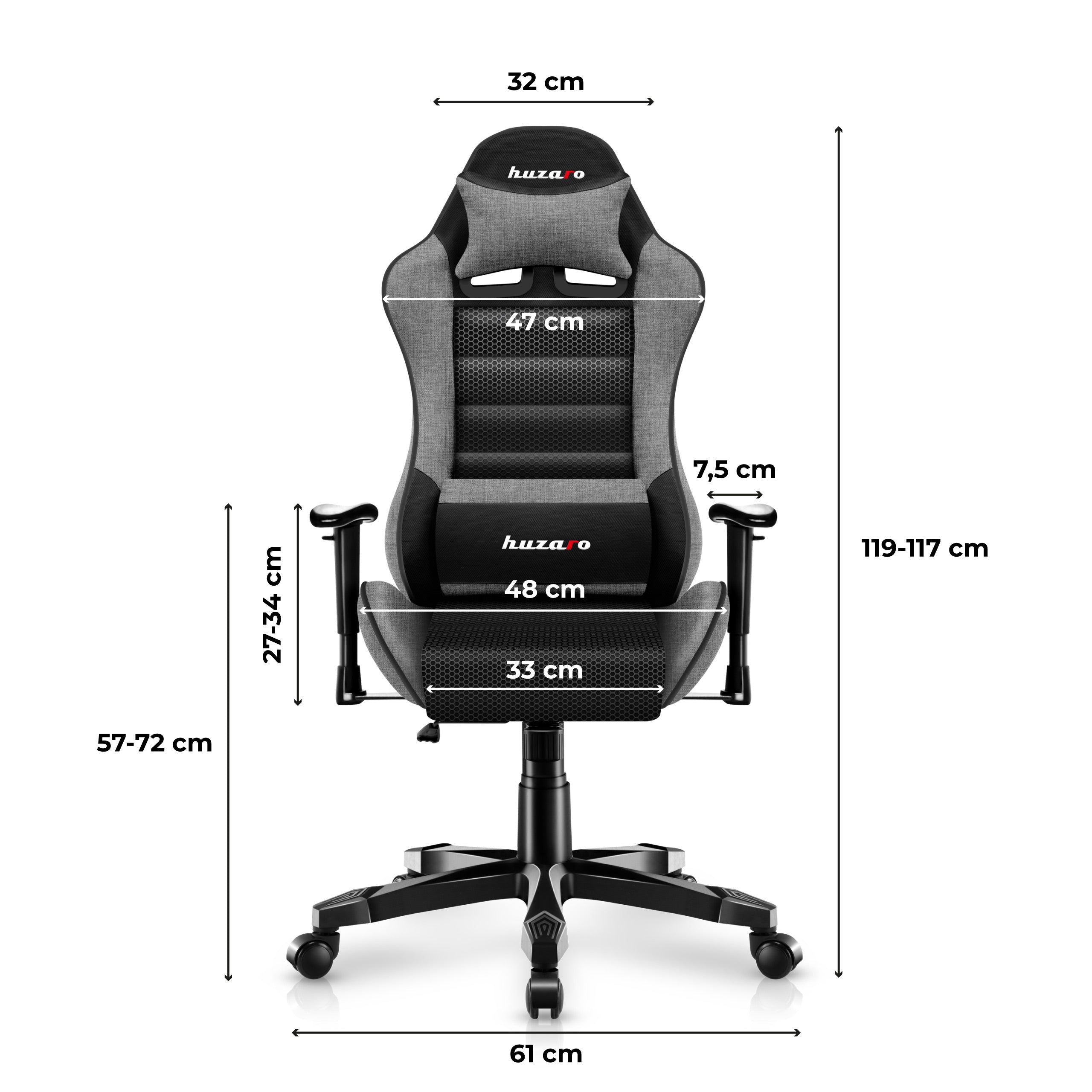 HUZARO RANGER 6.0 Grey Mesh gamingstoel voor kinderen