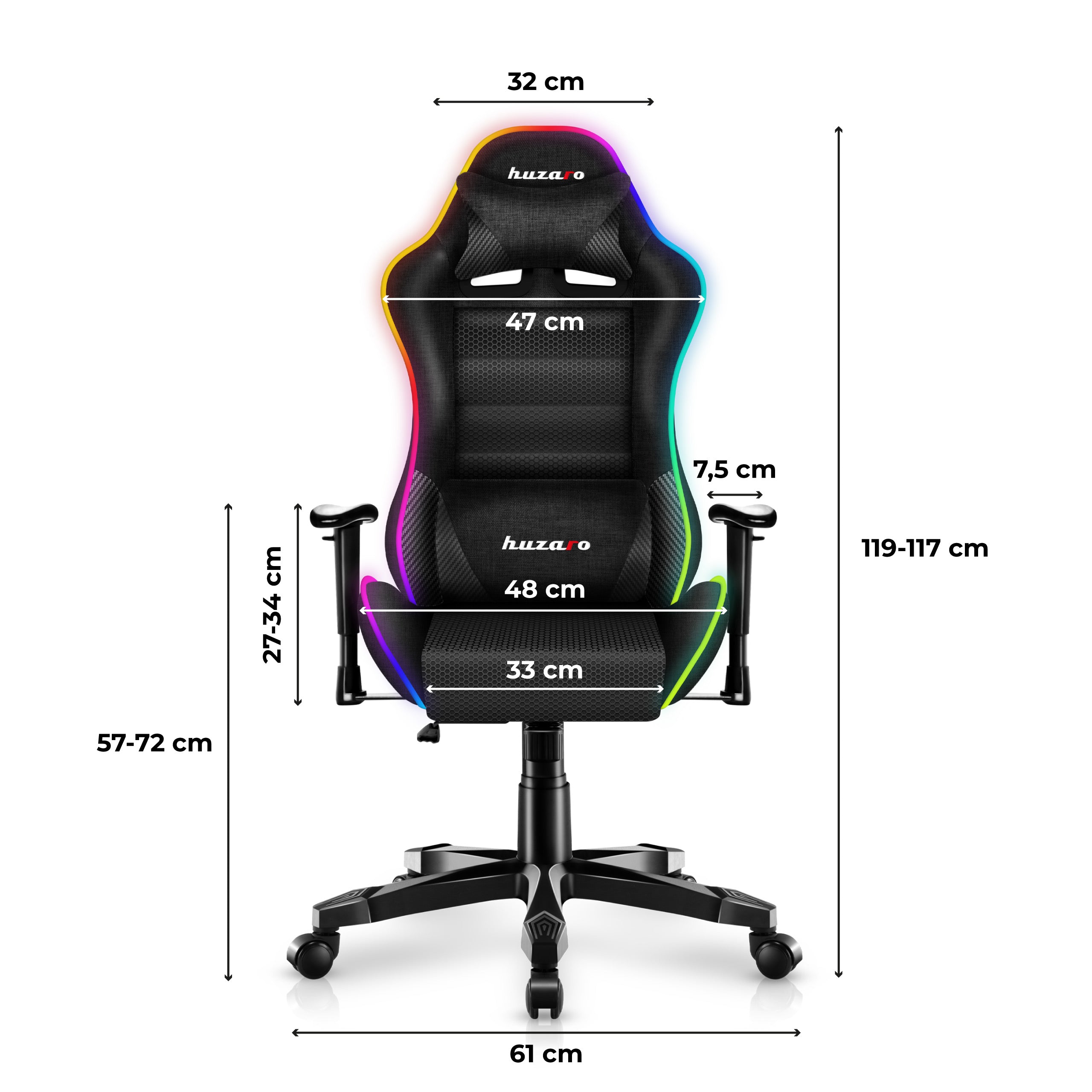 HUZARO RANGER 6.0 RGB Black Mesh gamingstoel voor kinderen