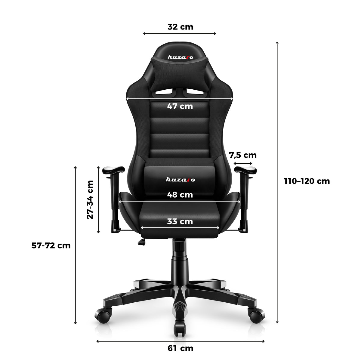 HUZARO RANGER 6.0 Black gamingstoel voor kinderen