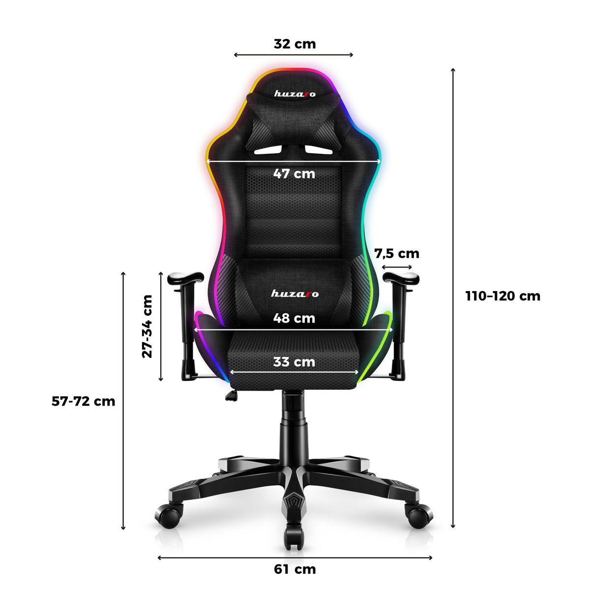 HUZARO RANGER 6.0 RGB Black Mesh gamingstoel voor kinderen