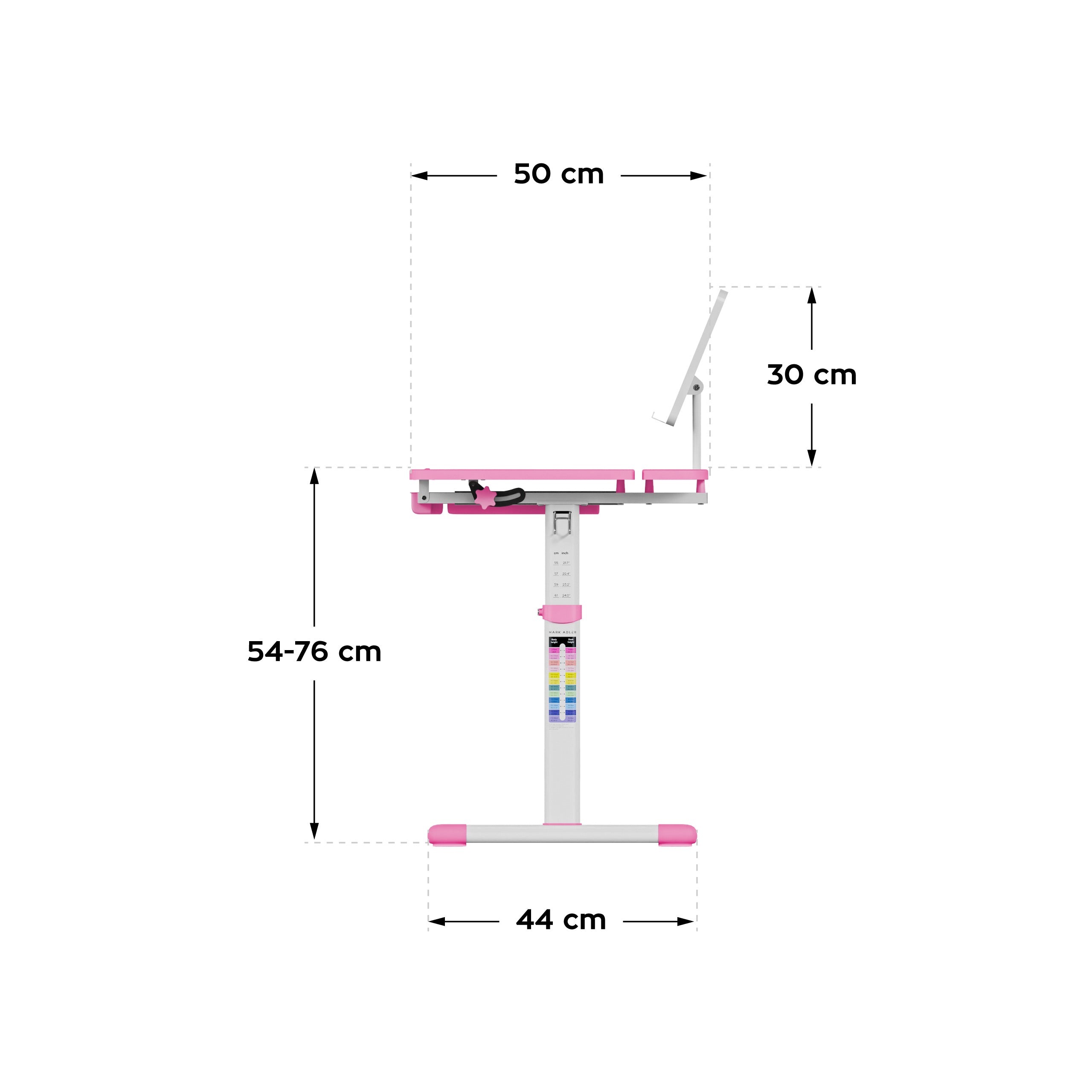 Ergonomisch kinderbureau Mark Adler Study 3.0 Pink 66 cm