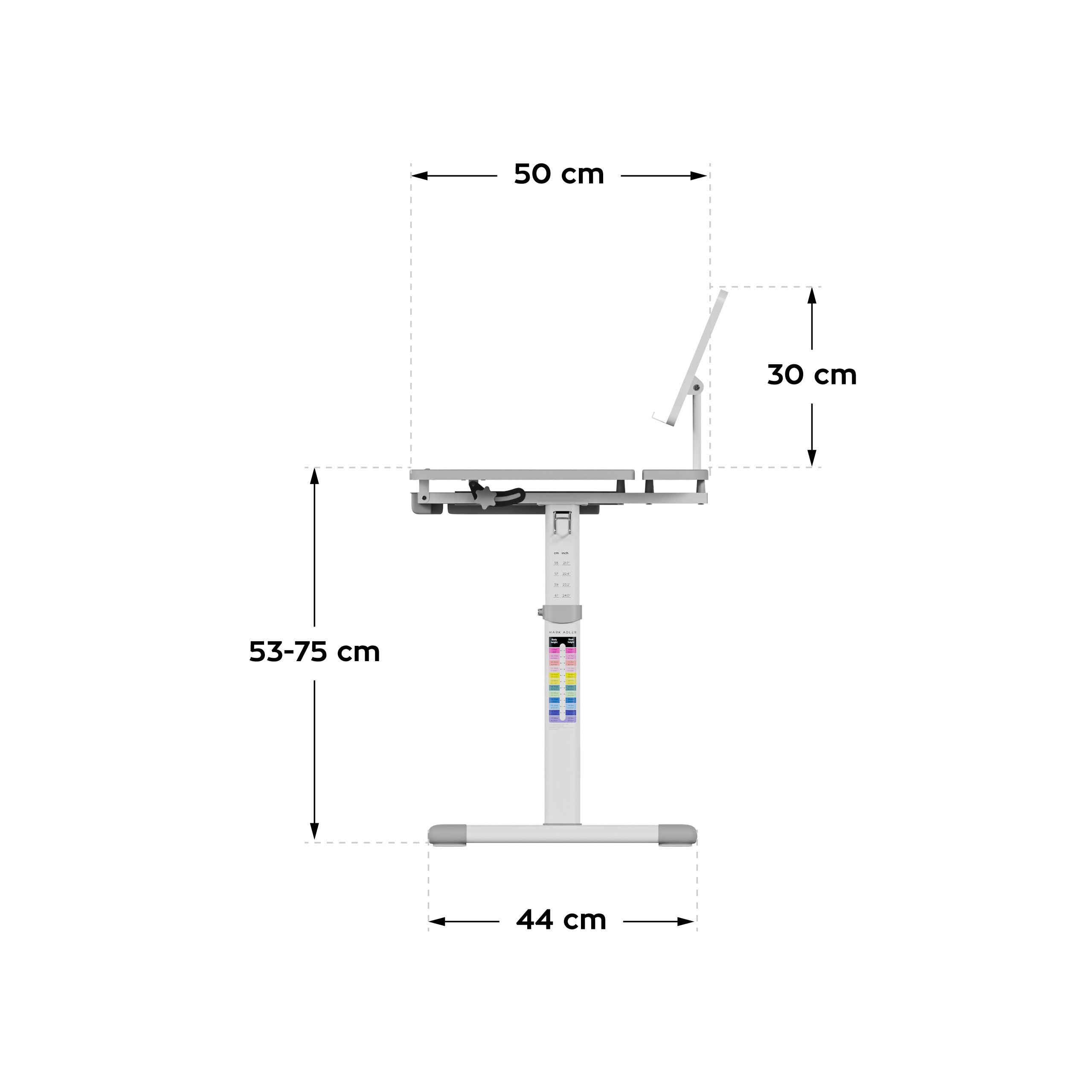 Ergonomisch kinderbureau Mark Adler Study 3.0 Grey 66 cm